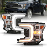 111401  -  LED Projector Headlights w/ Plank Style Switchback Chrome w/ Amber