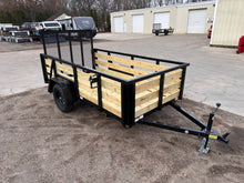 Load image into Gallery viewer, 5x10 Utility Trailer with 3 board wood sides 24in tall - Quality Steel and Aluminum  - Model 6210ANSA3.5Kw/HS