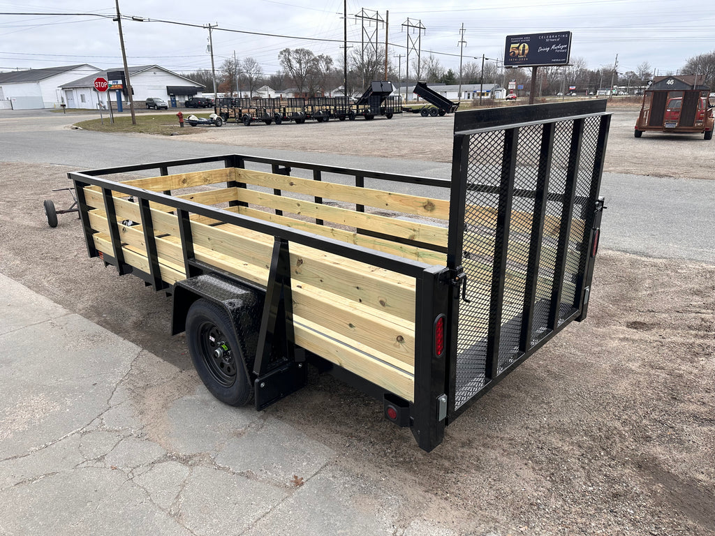 5x12 Utility Trailer with 3 board wood sides 24in tall - Quality Steel and Aluminum  - Model 6212AN3.5KSAw/HS