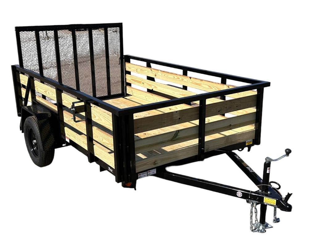 6x12 Utility Trailer with 3 board wood sides 24in tall - Quality Steel and Aluminum  - Model 7412AN3.5KSAw/HS