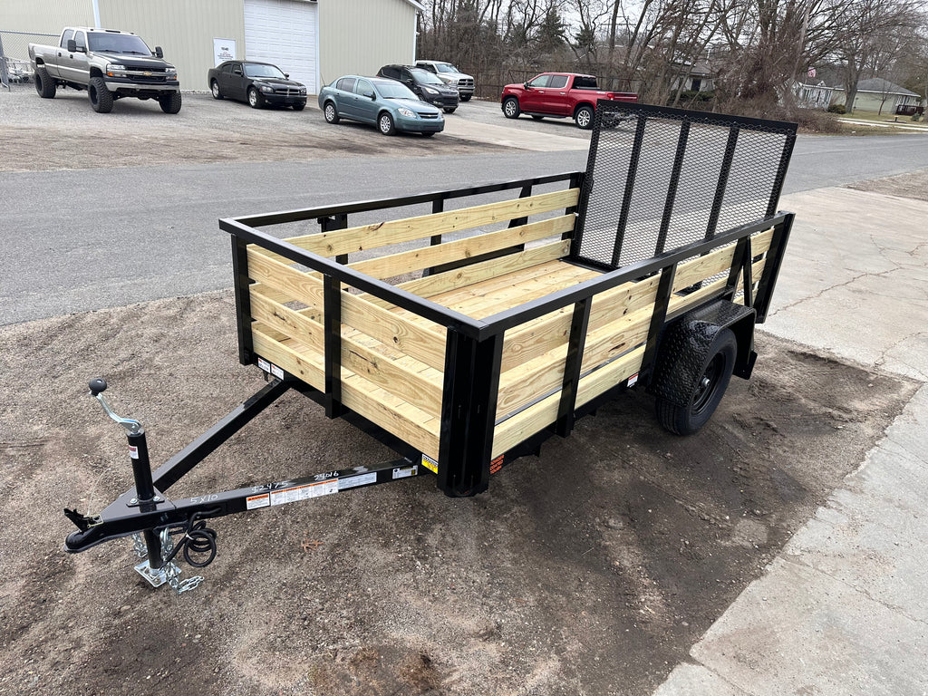 5x10 Utility Trailer with 3 board wood sides 24in tall - Quality Steel and Aluminum  - Model 6210ANSA3.5Kw/HS