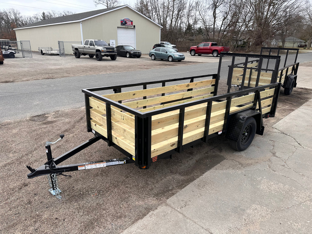 5x12 Utility Trailer with 3 board wood sides 24in tall - Quality Steel and Aluminum  - Model 6212AN3.5KSAw/HS