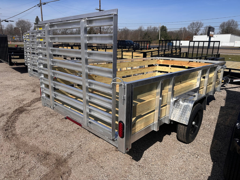 6x12 Aluminum Utility Trailer with 3 board wood sides 24in tall - Quality Steel and Aluminum  - Model 7412ALSL3.5KSAw/HS