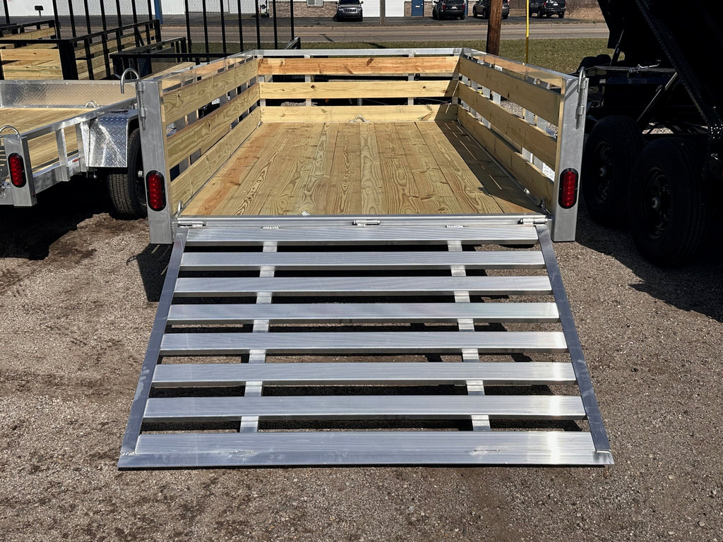 6x10 Aluminum Utility Trailer with 3 board wood sides 24in tall - Quality Steel and Aluminum  - Model 7410ALSLSA3.5Kw/HS