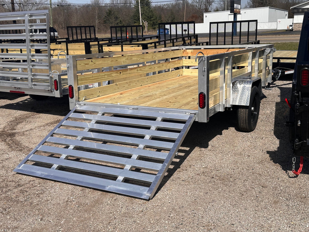 6x10 Aluminum Utility Trailer with 3 board wood sides 24in tall - Quality Steel and Aluminum  - Model 7410ALSLSA3.5Kw/HS