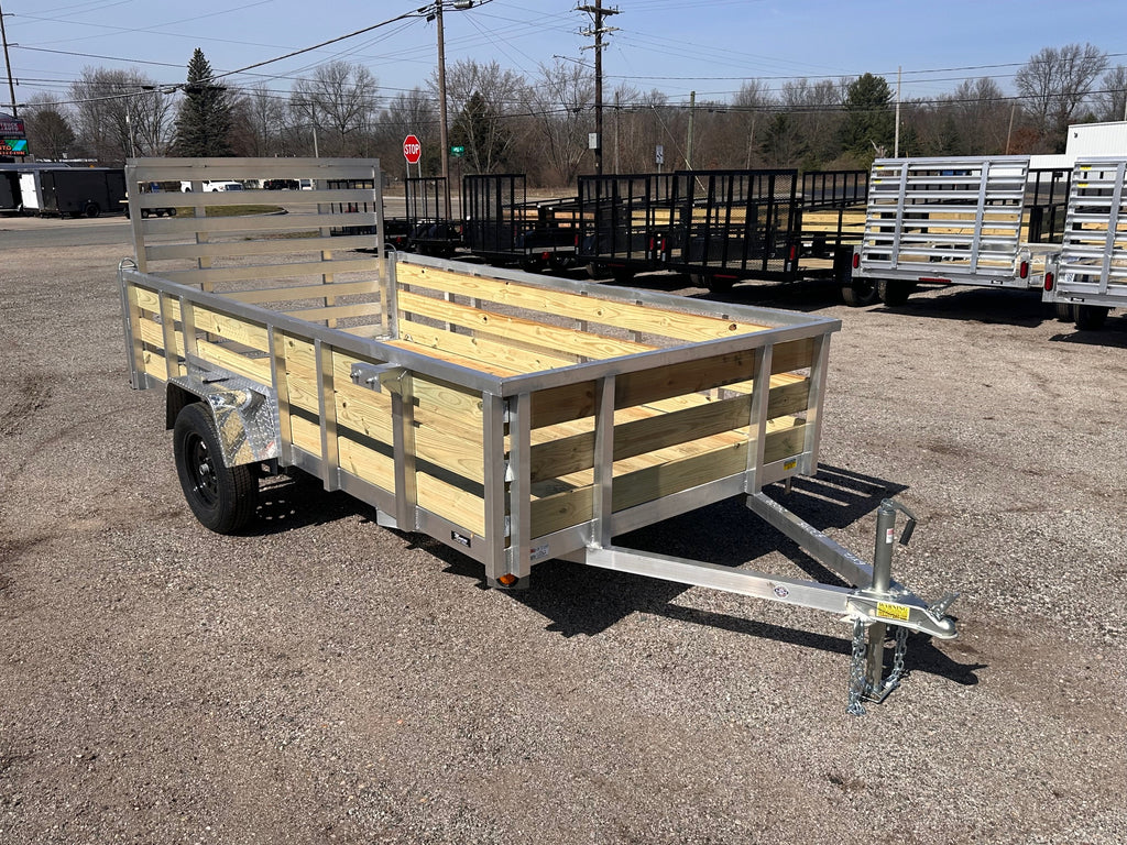 6x12 Aluminum Utility Trailer with 3 board wood sides 24in tall - Quality Steel and Aluminum  - Model 7412ALSL3.5KSAw/HS