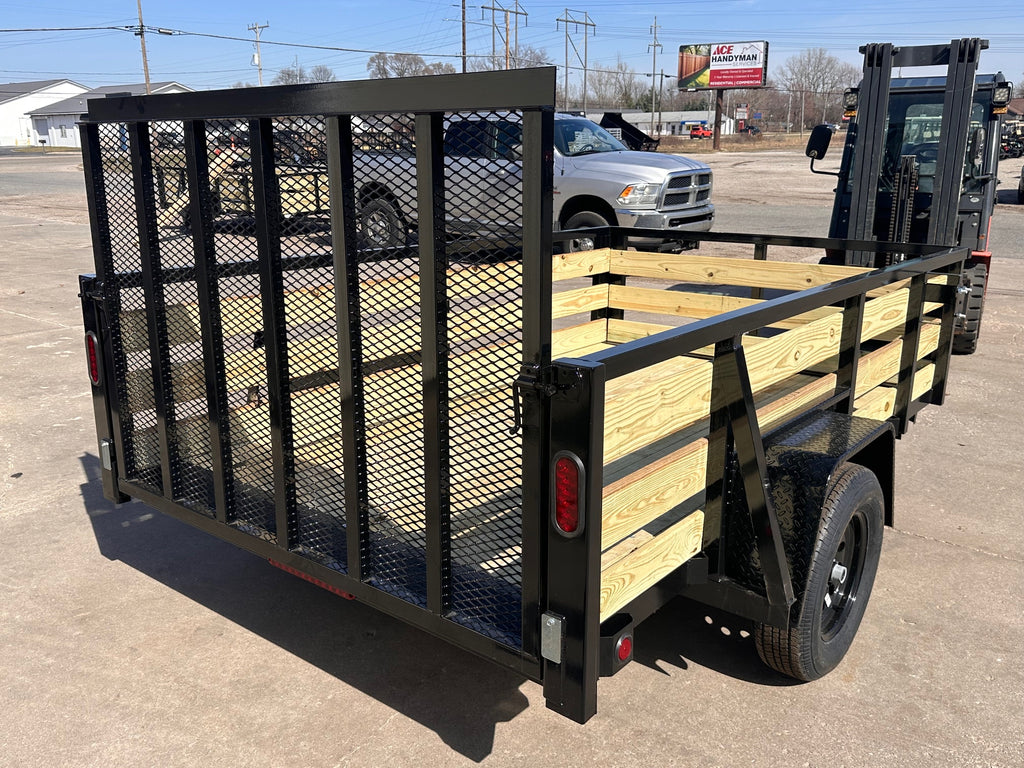 6x12 Utility Trailer with 3 board wood sides 24in tall - Quality Steel and Aluminum  - Model 7412AN3.5KSAw/HS