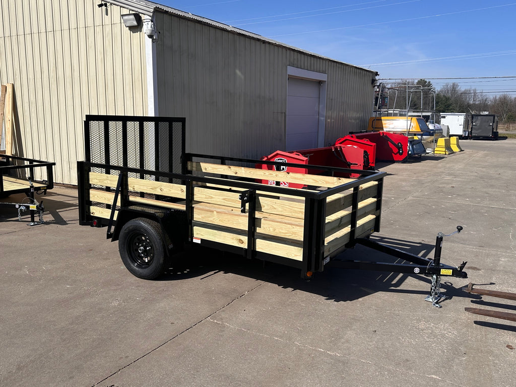 6x12 Utility Trailer with 3 board wood sides 24in tall - Quality Steel and Aluminum  - Model 7412AN3.5KSAw/HS