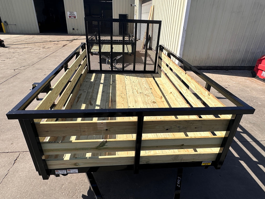 6x12 Utility Trailer with 3 board wood sides 24in tall - Quality Steel and Aluminum  - Model 7412AN3.5KSAw/HS