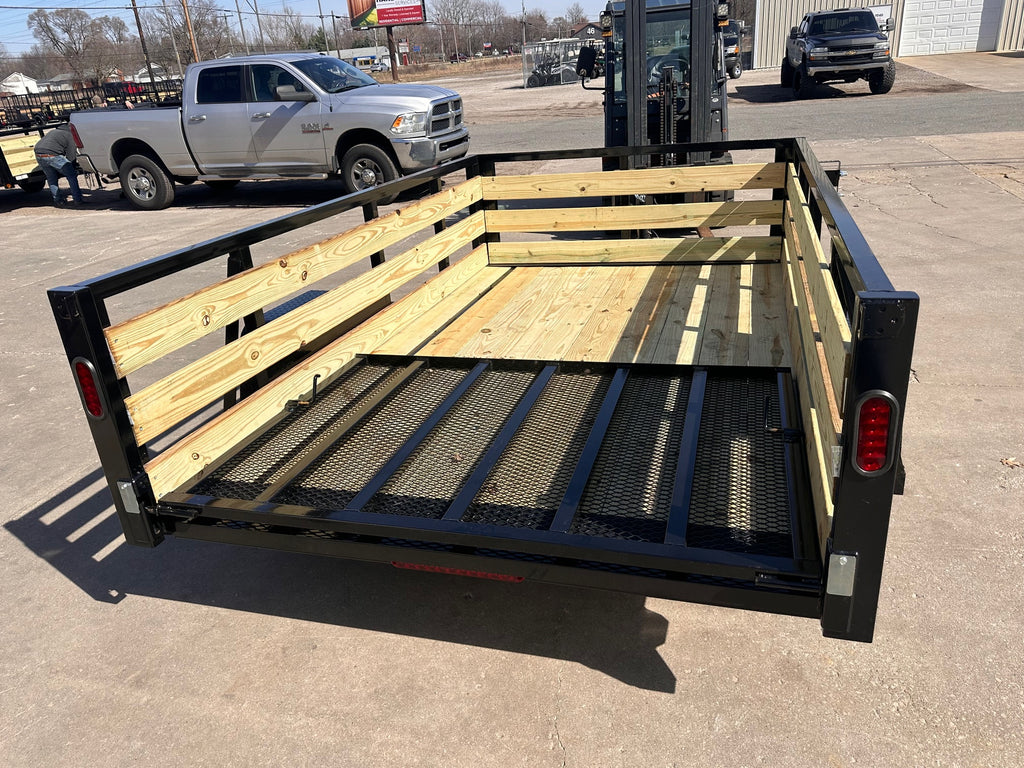 6x12 Utility Trailer with 3 board wood sides 24in tall - Quality Steel and Aluminum  - Model 7412AN3.5KSAw/HS